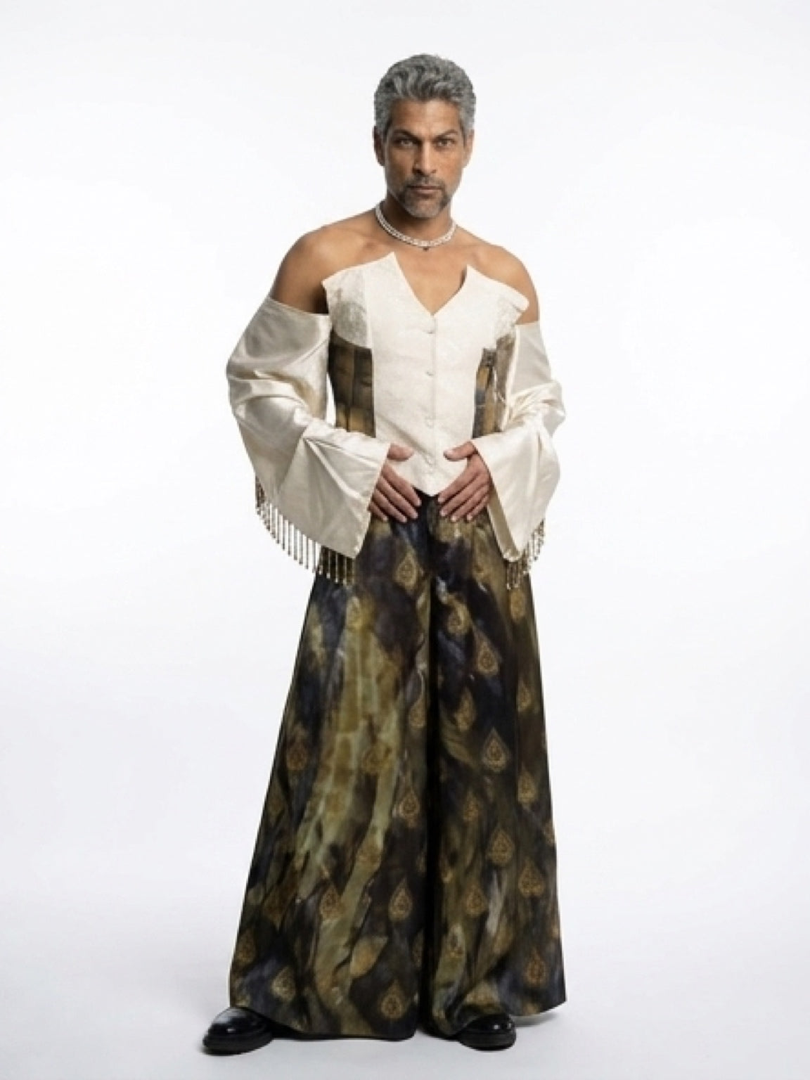 Heritage Print Wide-Leg Trousers