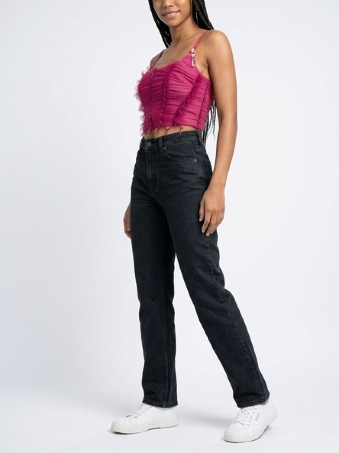 Blush Tulle Corset Crop Top