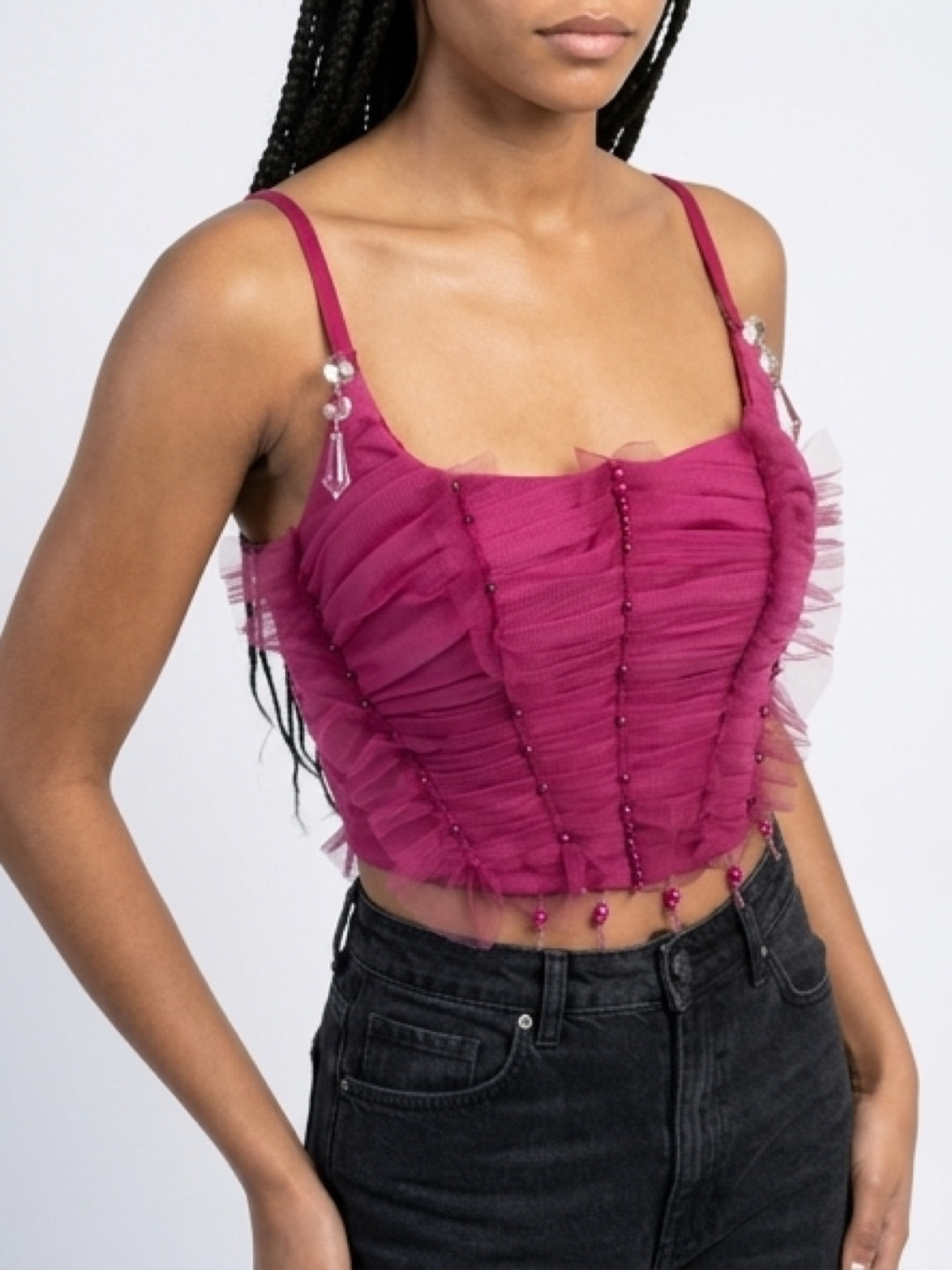 Blush Tulle Corset Crop Top