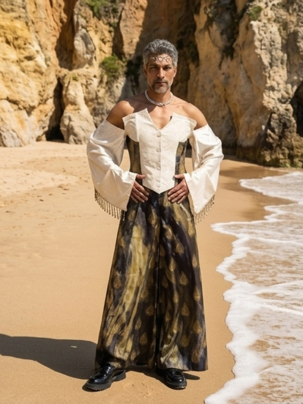 Heritage Print Wide-Leg Trousers