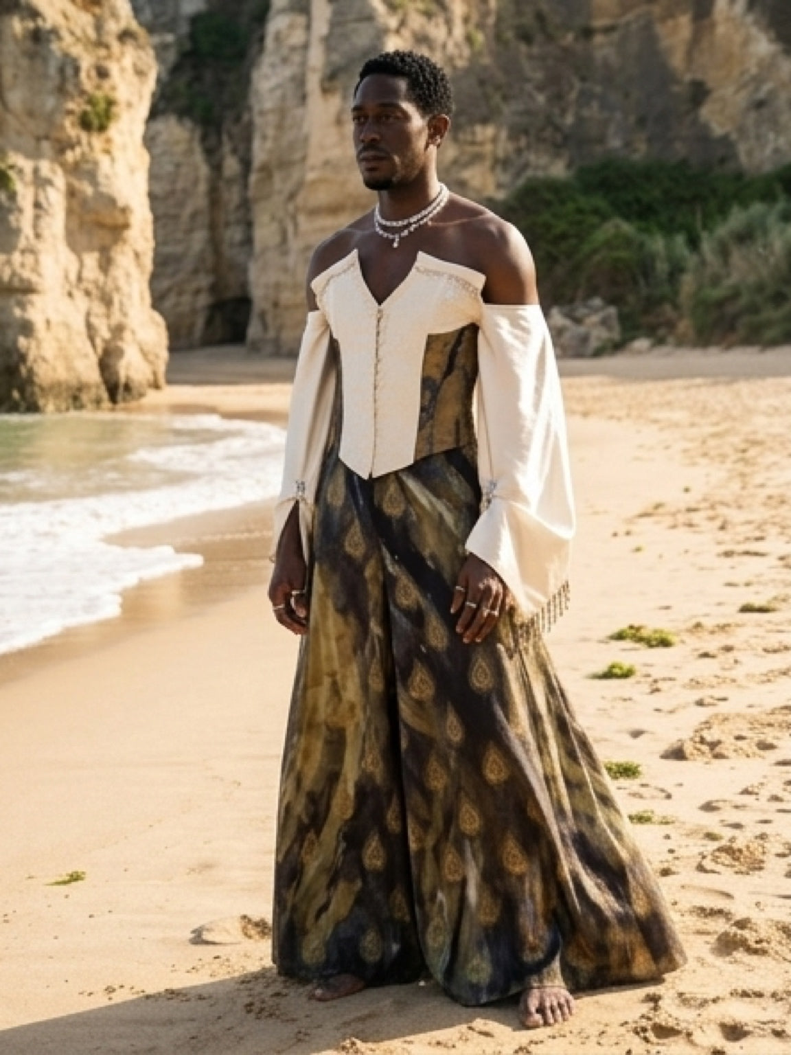 Heritage Print Wide-Leg Trousers