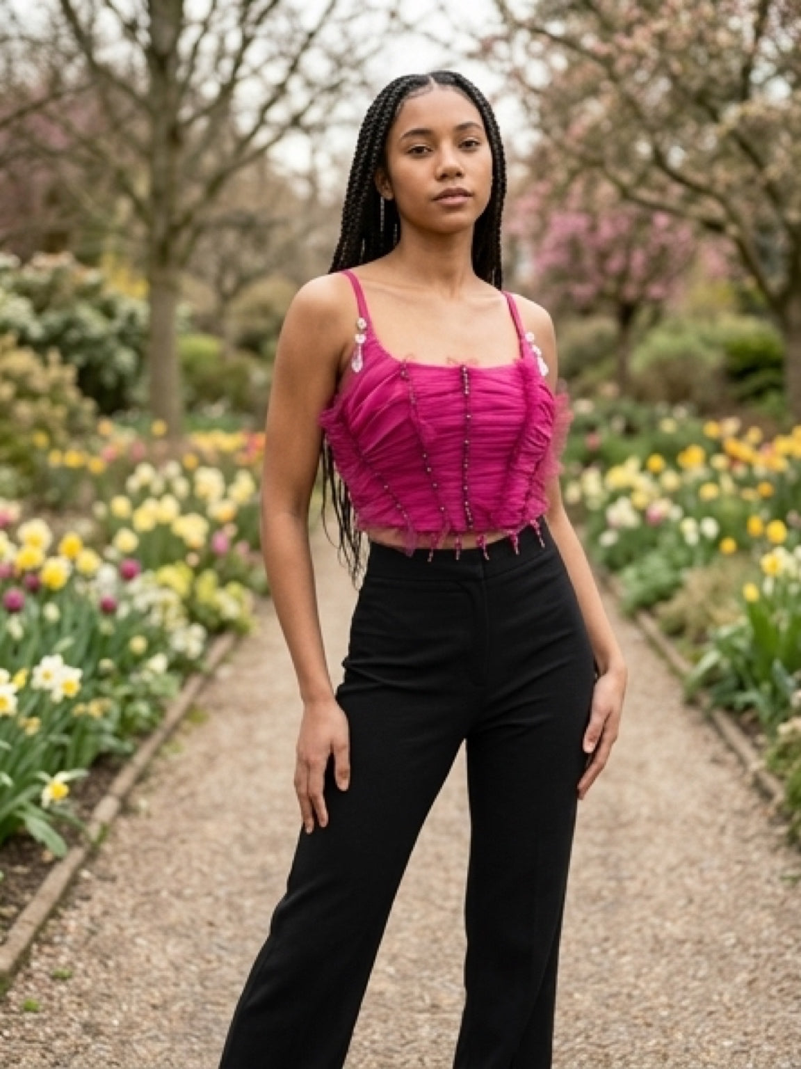 Blush Tulle Corset Crop Top