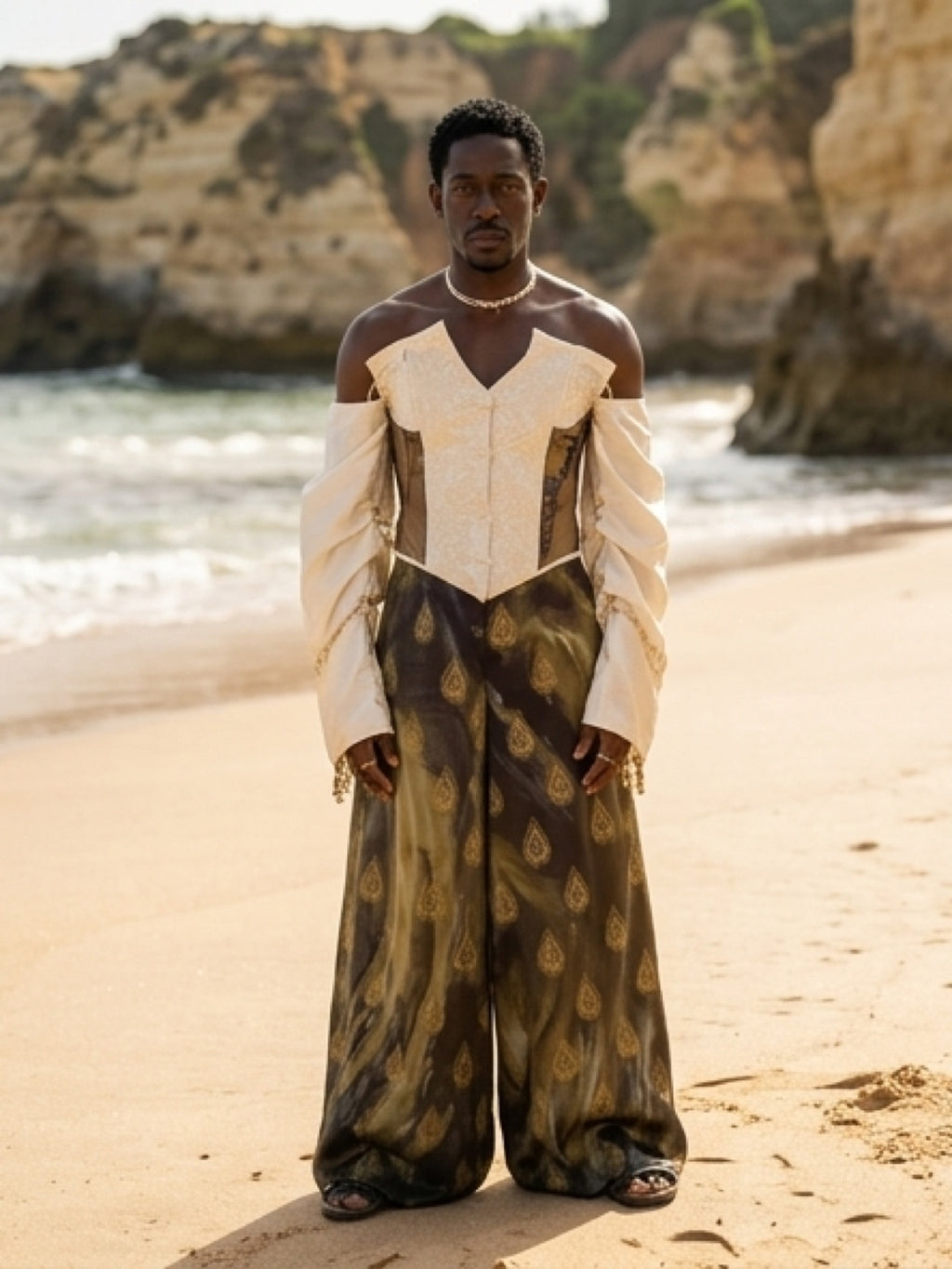 Heritage Print Wide-Leg Trousers